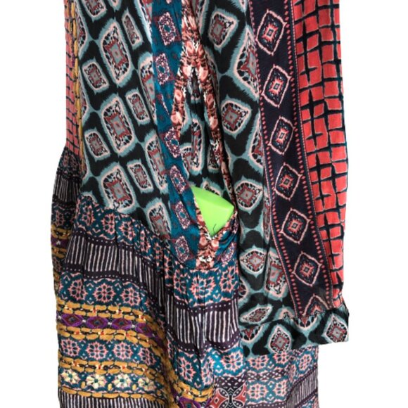 NWOT TOLANI Rory Mixed-Print with Embroidery Flounce-Hem Tunic Dress - Picture 14 of 16